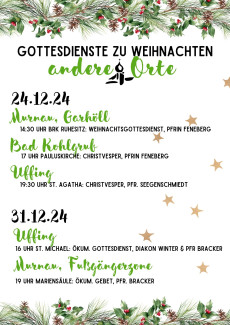 Weihnachtsgottesdienste andere Orte